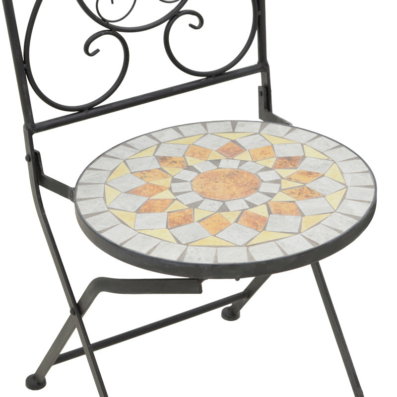 Τραπεζαρία Sellis pakoworld σετ 3τεμ μωσαικό-μέταλλο μαύρο - Hippiehome.gr