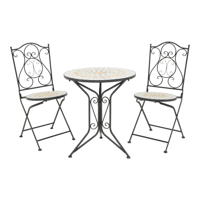 Τραπεζαρία Sellis pakoworld σετ 3τεμ μωσαικό-μέταλλο μαύρο - Hippiehome.gr