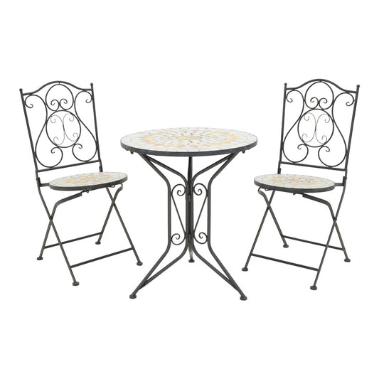 Τραπεζαρία Sellis pakoworld σετ 3τεμ μωσαικό-μέταλλο μαύρο - Hippiehome.gr