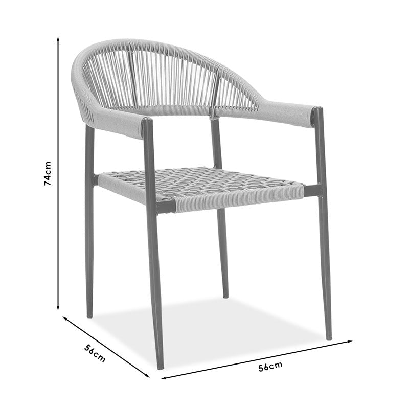 Πολυθρόνα Tiana pakoworld μέταλλο μαύρο-pe γκρι - Hippiehome.gr