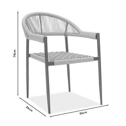 Πολυθρόνα Tiana pakoworld μέταλλο μαύρο-pe γκρι - Hippiehome.gr