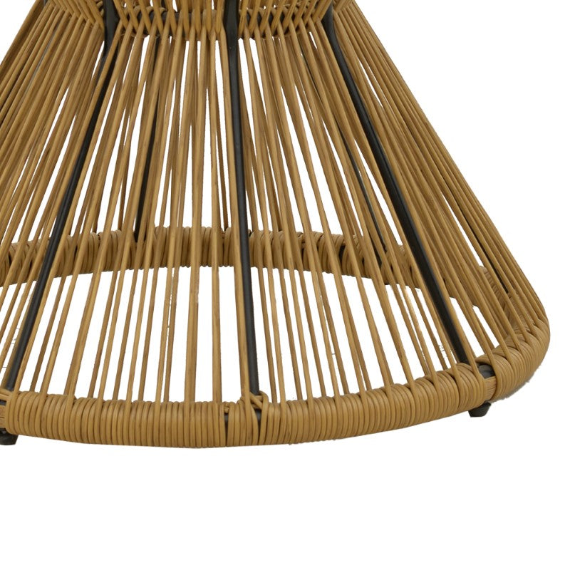 Τραπέζι Mabil pakoworld rattan φυσικό-γυαλί Φ50x55εκ - Hippiehome.gr