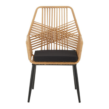 Πολυθρόνα Tanish pakoworld rattan φυσικό-πόδι μαύρο μέταλλο 58x58.5x87εκ - Hippiehome.gr