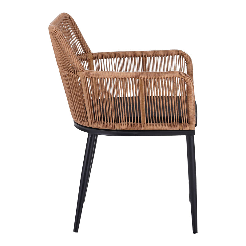 Πολυθρόνα Naoki pakoworld pe rattan -metal σε φυσική απόχρωση με μαύρα πόδια/μαξιλάρι 59x62.5x78εκ - Hippiehome.gr