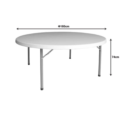 Τραπέζι βαλίτσα catering Comfort pakoworld πτυσσόμενο στρόγγυλο σε λευκή απόχρωση Φ180x74εκ - Hippiehome.gr