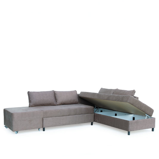 Καναπές Κρεβάτι Γωνιακός ArteLibre MARVE Δεξιά Γωνία Μπεζ/Καφέ 290x217x84cm - Hippiehome.gr