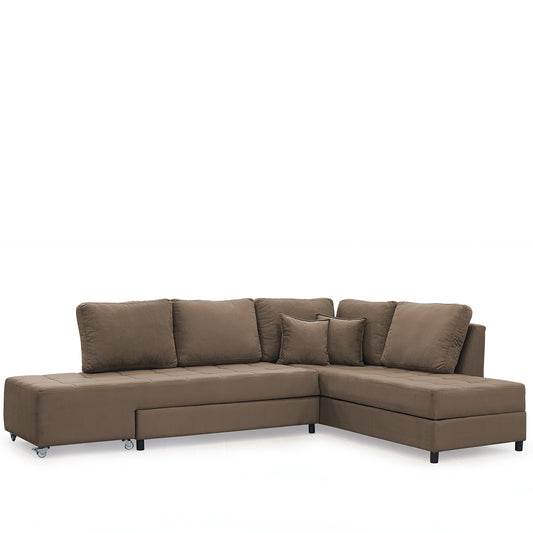 Corner Sofa Bed ArteLibre MARVE Right Corner Beige/Brown 290x217x84cm