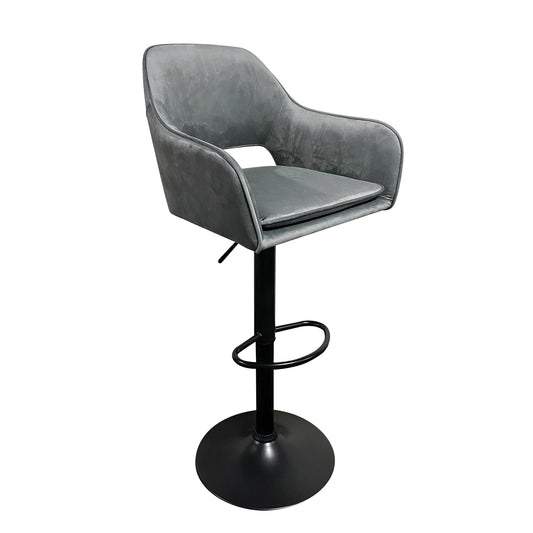 Σκαμπό Bar ArteLibre SHAND Με Πλάτη Πτυσσόμενο Γκρι Βελούδο/Μέταλλο 53x53x92-114cm - Hippiehome.gr