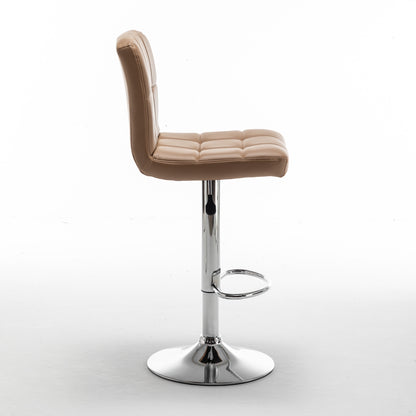 Σκαμπό Bar ArteLibre DIN Με Πλάτη Πτυσσόμενο Cappuccino PVC/Μέταλλο 44x50x92-113cm - Hippiehome.gr