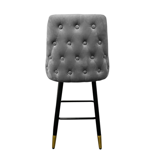 Σκαμπό Bar ArteLibre COBB Με Πλάτη Γκρι Βελούδο/Μέταλλο 49x53x100cm - Hippiehome.gr