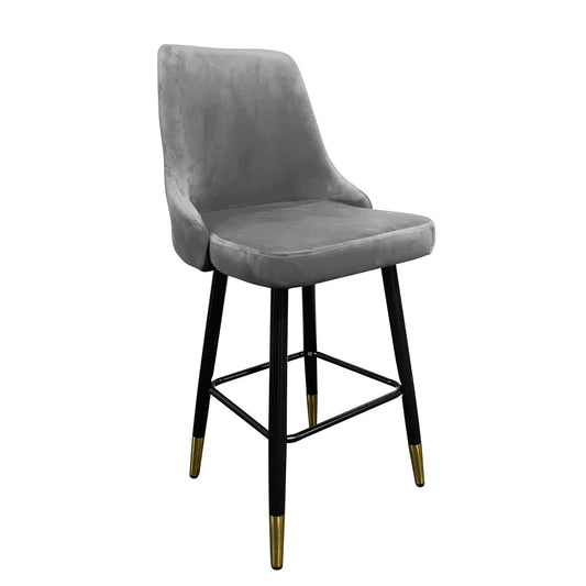 Σκαμπό Bar ArteLibre COBB Με Πλάτη Γκρι Βελούδο/Μέταλλο 49x53x100cm - Hippiehome.gr