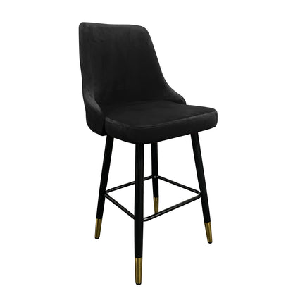 Σκαμπό Bar ArteLibre COBB Με Πλάτη Μαύρο Βελούδο/Μέταλλο 49x53x100cm - Hippiehome.gr