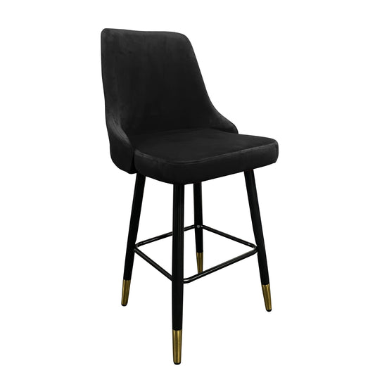 Σκαμπό Bar ArteLibre COBB Με Πλάτη Μαύρο Βελούδο/Μέταλλο 49x53x100cm - Hippiehome.gr