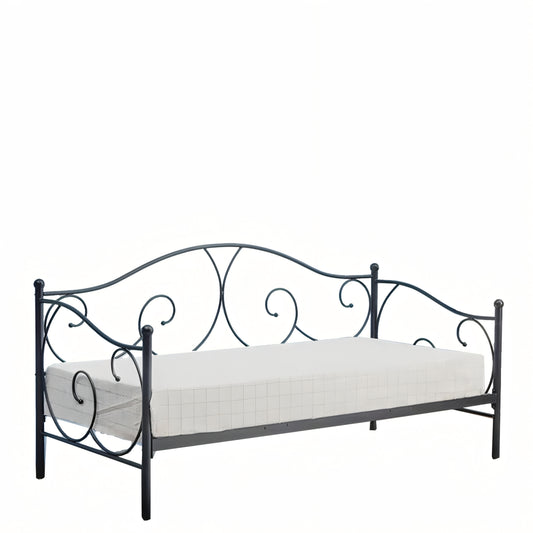 Κρεβάτι ArteLibre MICHAEL Μεταλλικό Sandy Black 209x97x106cm (200x90cm) - Hippiehome.gr