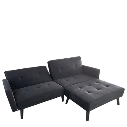 Καναπές Κρεβάτι Γωνιακός ArteLibre ALFVIN Μαύρο Ύφασμα 211x158x83cm - Hippiehome.gr