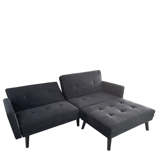 Καναπές Κρεβάτι Γωνιακός ArteLibre ALFVIN Μαύρο Ύφασμα 211x158x83cm - Hippiehome.gr