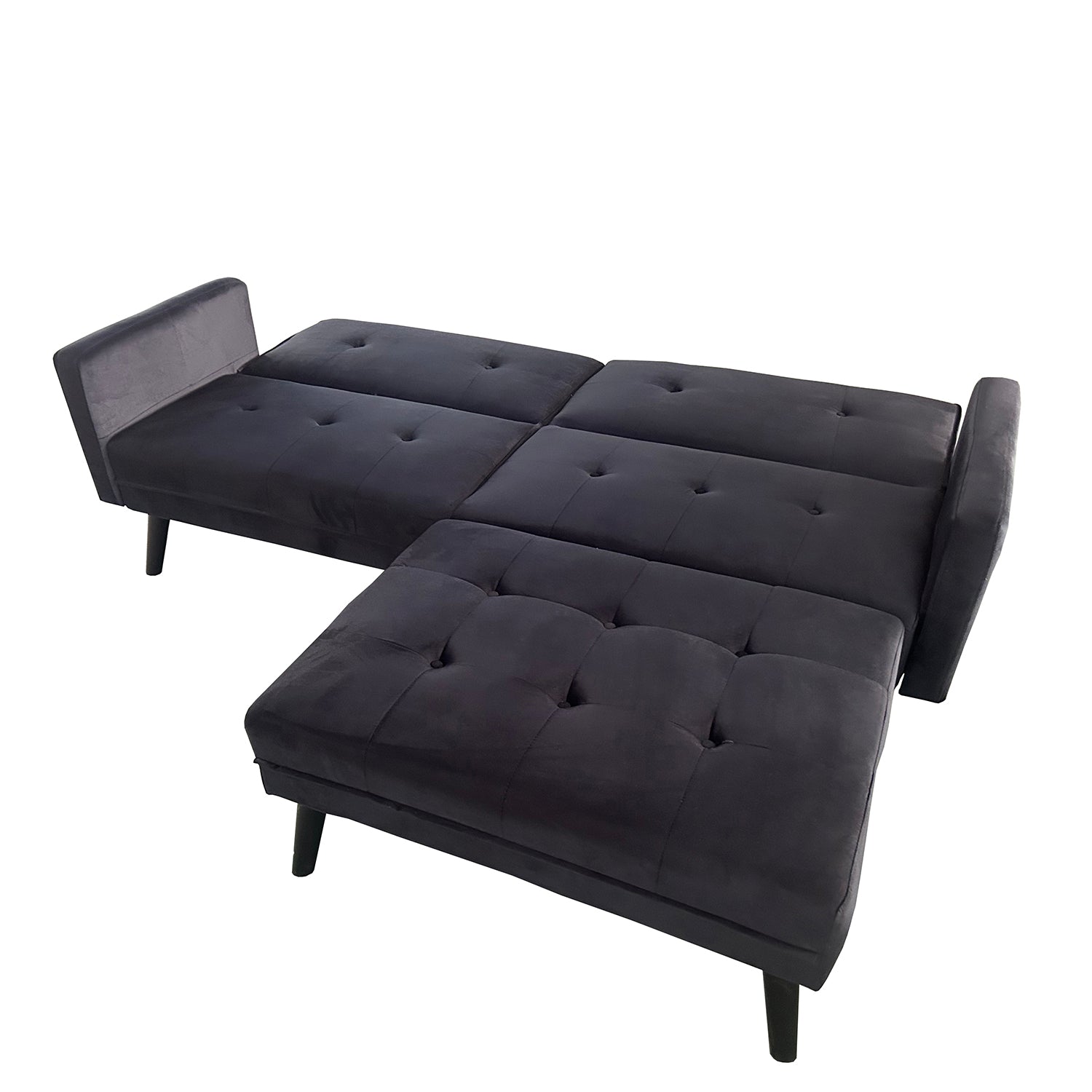 Καναπές Κρεβάτι Γωνιακός ArteLibre ALFVIN Μαύρο Ύφασμα 211x158x83cm - Hippiehome.gr