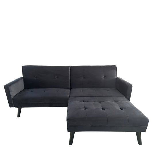 Καναπές Κρεβάτι Γωνιακός ArteLibre ALFVIN Μαύρο Ύφασμα 211x158x83cm - Hippiehome.gr
