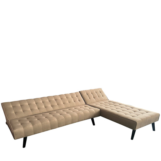 Καναπές Κρεβάτι Γωνιακός ArteLibre MAGUS Καφέ Ύφασμα 254x77/163x74cm - Hippiehome.gr