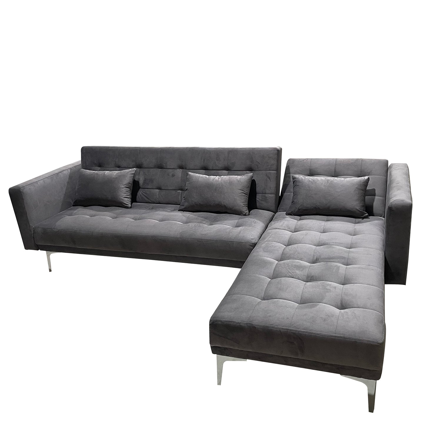 Καναπές Κρεβάτι Γωνιακός ArteLibre ARION Γκρι Ύφασμα 244x162x84cm - Hippiehome.gr