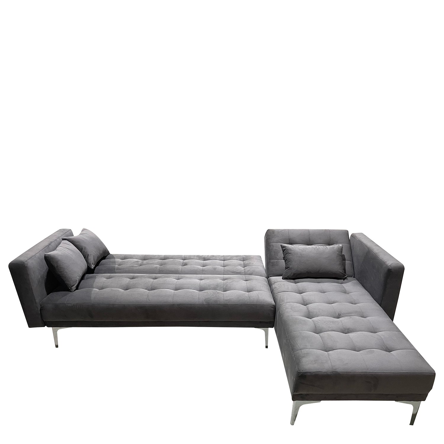 Καναπές Κρεβάτι Γωνιακός ArteLibre ARION Γκρι Ύφασμα 244x162x84cm - Hippiehome.gr