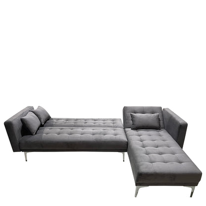 Καναπές Κρεβάτι Γωνιακός ArteLibre ARION Γκρι Ύφασμα 244x162x84cm - Hippiehome.gr