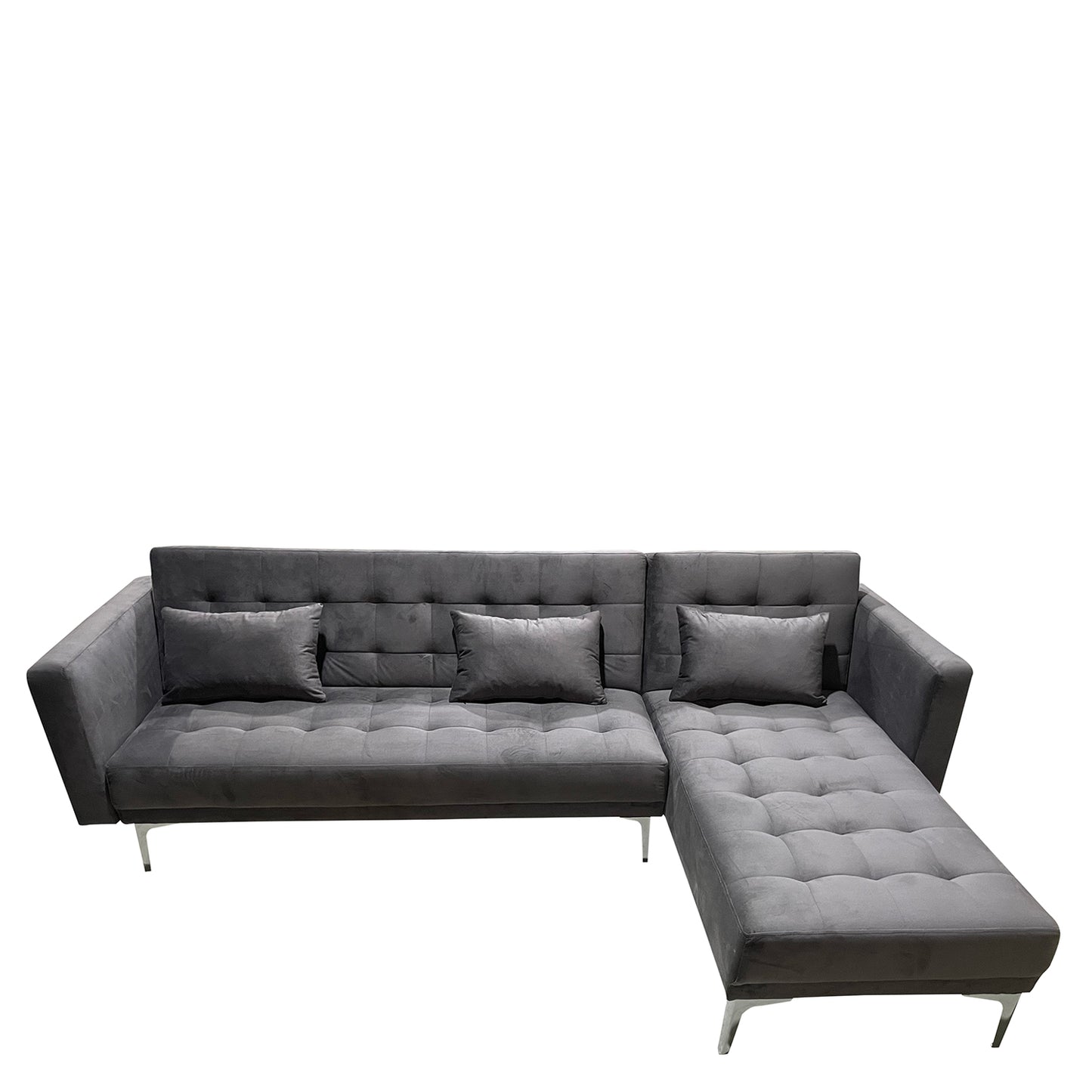 Καναπές Κρεβάτι Γωνιακός ArteLibre ARION Γκρι Ύφασμα 244x162x84cm - Hippiehome.gr