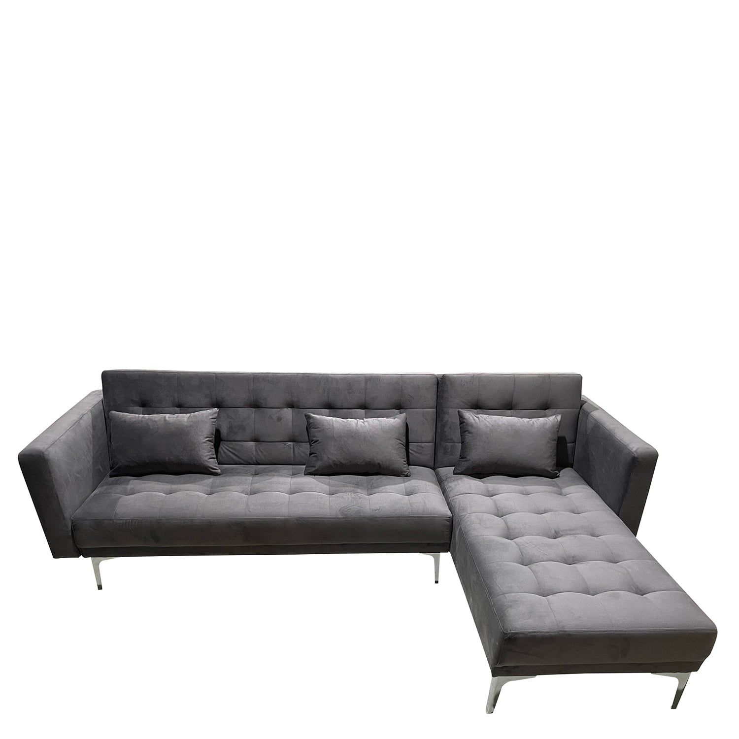 Καναπές Κρεβάτι Γωνιακός ArteLibre ARION Γκρι Ύφασμα 244x162x84cm - Hippiehome.gr