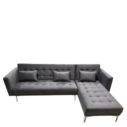 Καναπές Κρεβάτι Γωνιακός ArteLibre ARION Γκρι Ύφασμα 244x162x84cm - Hippiehome.gr