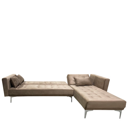 Καναπές Κρεβάτι Γωνιακός ArteLibre ARION Καφέ Ύφασμα 244x162x84cm - Hippiehome.gr