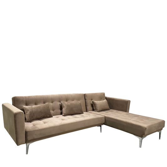 Καναπές Κρεβάτι Γωνιακός ArteLibre ARION Καφέ Ύφασμα 244x162x84cm - Hippiehome.gr