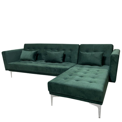 Καναπές Κρεβάτι Γωνιακός ArteLibre ARION Πράσινο Ύφασμα 244x162x84cm - Hippiehome.gr