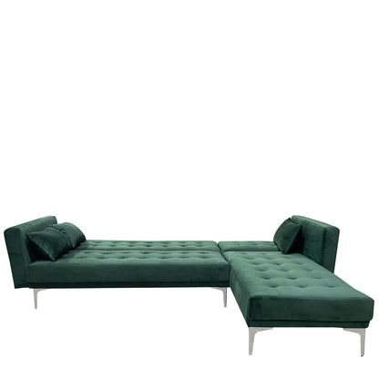 Καναπές Κρεβάτι Γωνιακός ArteLibre ARION Πράσινο Ύφασμα 244x162x84cm - Hippiehome.gr