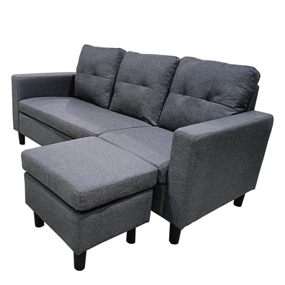 Καναπές Γωνιακός ArteLibre GRETEL Αναστρέψιμος Γκρι Ύφασμα 182x160x70cm - Hippiehome.gr