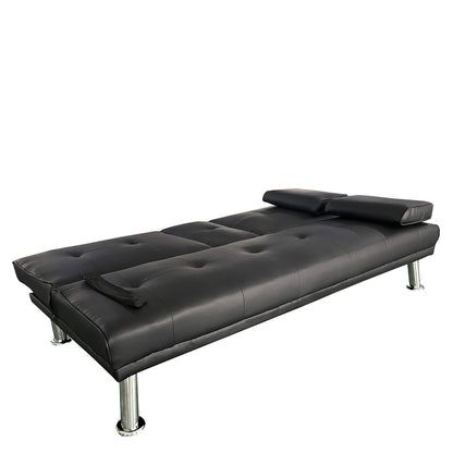 Καναπές Κρεβάτι Τριθέσιος ArteLibre ALFRED Μαύρο PU 164x76.5x79cm - Hippiehome.gr