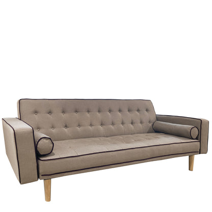 Καναπές Κρεβάτι Τριθέσιος ArteLibre AUBREY Καφέ Ύφασμα 224x88x84cm - Hippiehome.gr