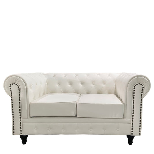 Καναπές Διθέσιος ArteLibre AVERY Λευκό PU 155x90x73cm - Hippiehome.gr