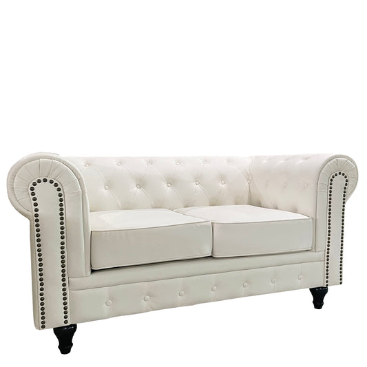 Καναπές Διθέσιος ArteLibre AVERY Λευκό PU 155x90x73cm - Hippiehome.gr