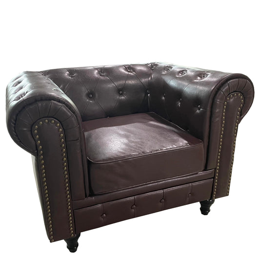 Πολυθρόνα ArteLibre AVERY Σκούρο Καφέ PU 100x90x73cm - Hippiehome.gr