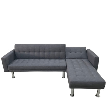 Καναπές Κρεβάτι Γωνιακός ArteLibre OBERON Γκρι Ύφασμα 240x102/175x40cm - Hippiehome.gr