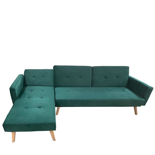 Καναπές Κρεβάτι Γωνιακός ArteLibre EMILIA Πράσινο Ύφασμα 267x153x85cm - Hippiehome.gr