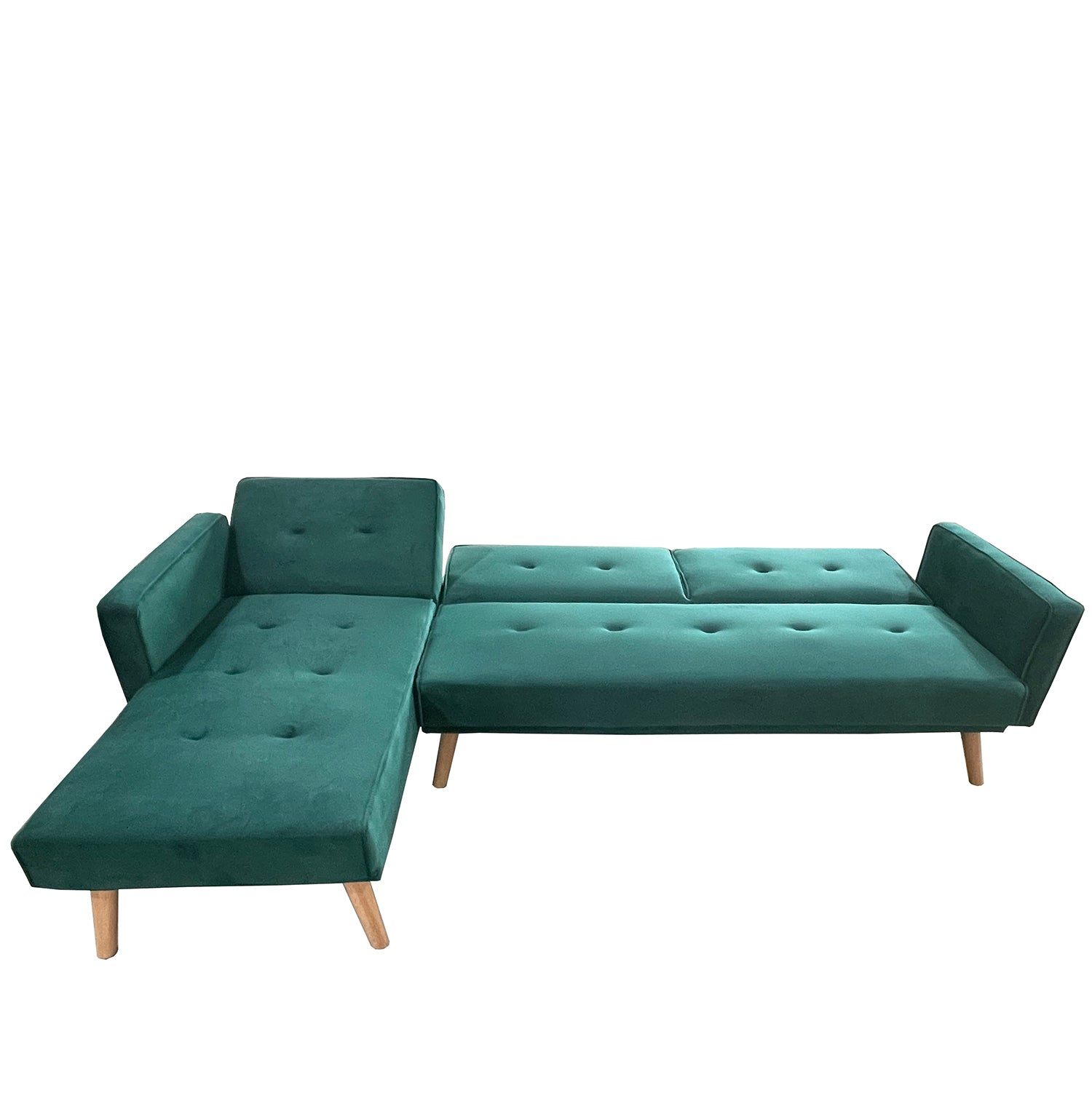 Καναπές Κρεβάτι Γωνιακός ArteLibre EMILIA Πράσινο Ύφασμα 267x153x85cm - Hippiehome.gr