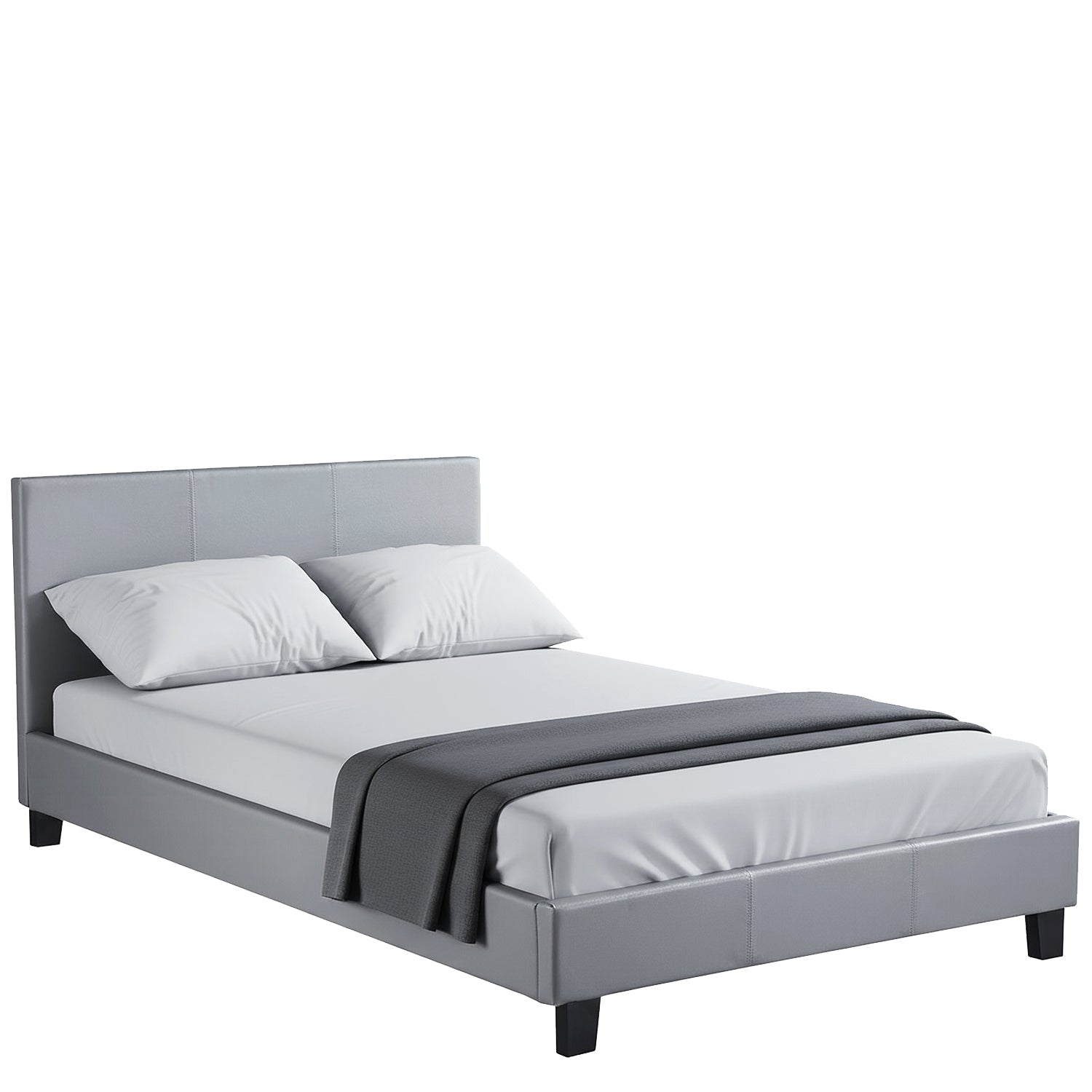 Κρεβάτι ArteLibre AZALEA Γκρι PU 213x131x88cm (Στρώμα 120x200cm) - Hippiehome.gr