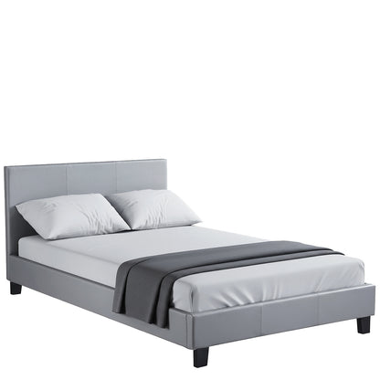 Κρεβάτι ArteLibre AZALEA Γκρι PU 213x131x88cm (Στρώμα 120x200cm) - Hippiehome.gr