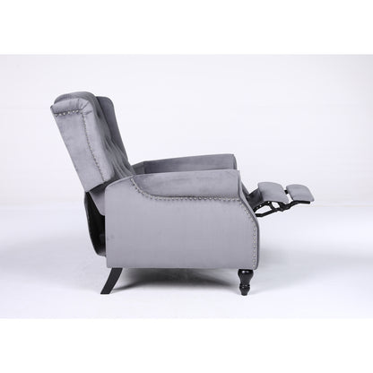 Πολυθρόνα Ανακλινόμενη ArteLibre ALNAIR Γκρι Βελούδο 78x85x104cm - Hippiehome.gr
