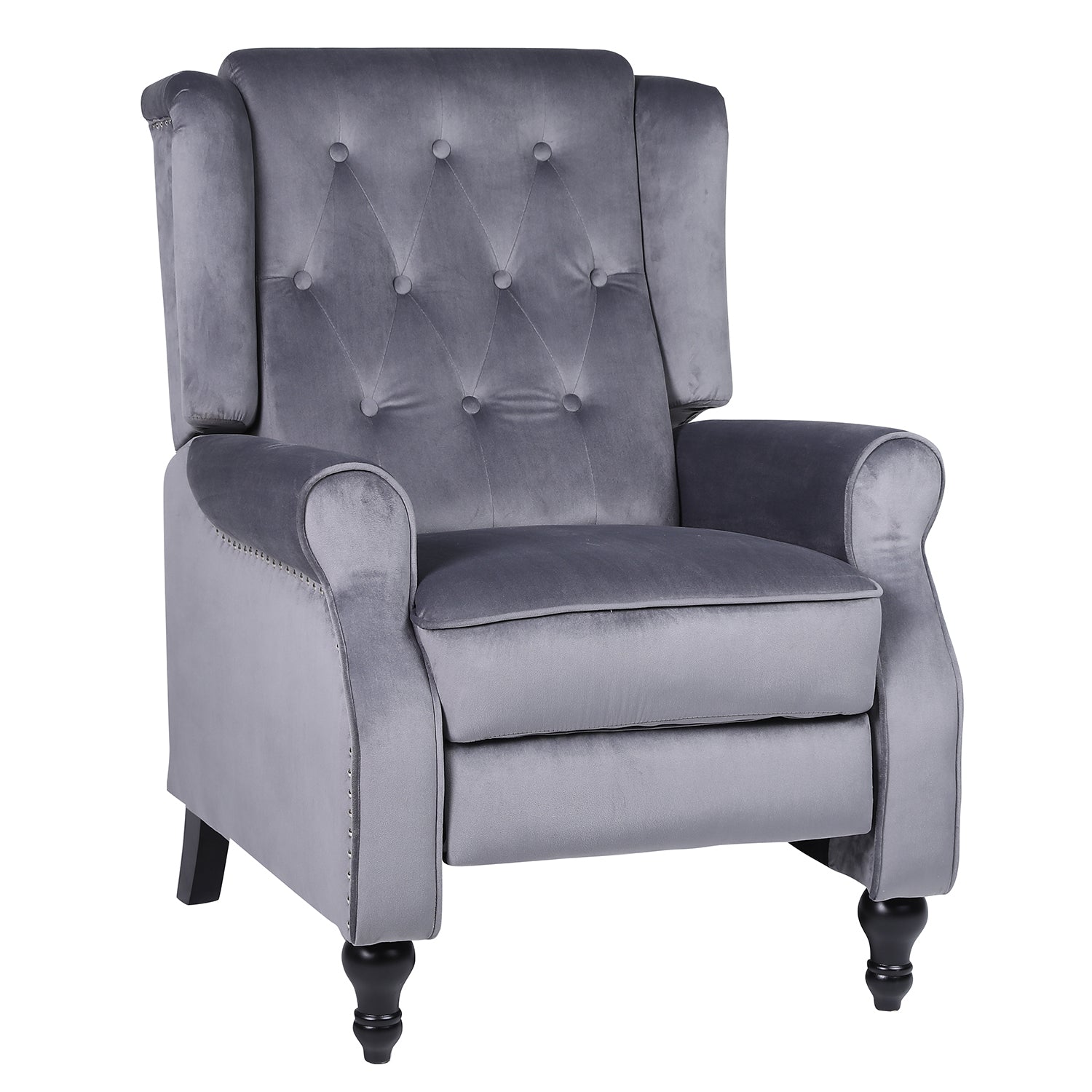 Πολυθρόνα Ανακλινόμενη ArteLibre ALNAIR Γκρι Βελούδο 78x85x104cm - Hippiehome.gr