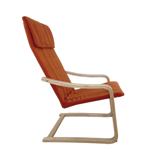 Πολυθρόνα ArteLibre NORDVIK Πορτοκαλί/Φυσικό Ύφασμα/Ξύλο 60x71x105cm - Hippiehome.gr