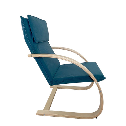 Πολυθρόνα ArteLibre VESNA Μπλε/Φυσικό Ύφασμα/Ξύλο 67x78x92cm - Hippiehome.gr