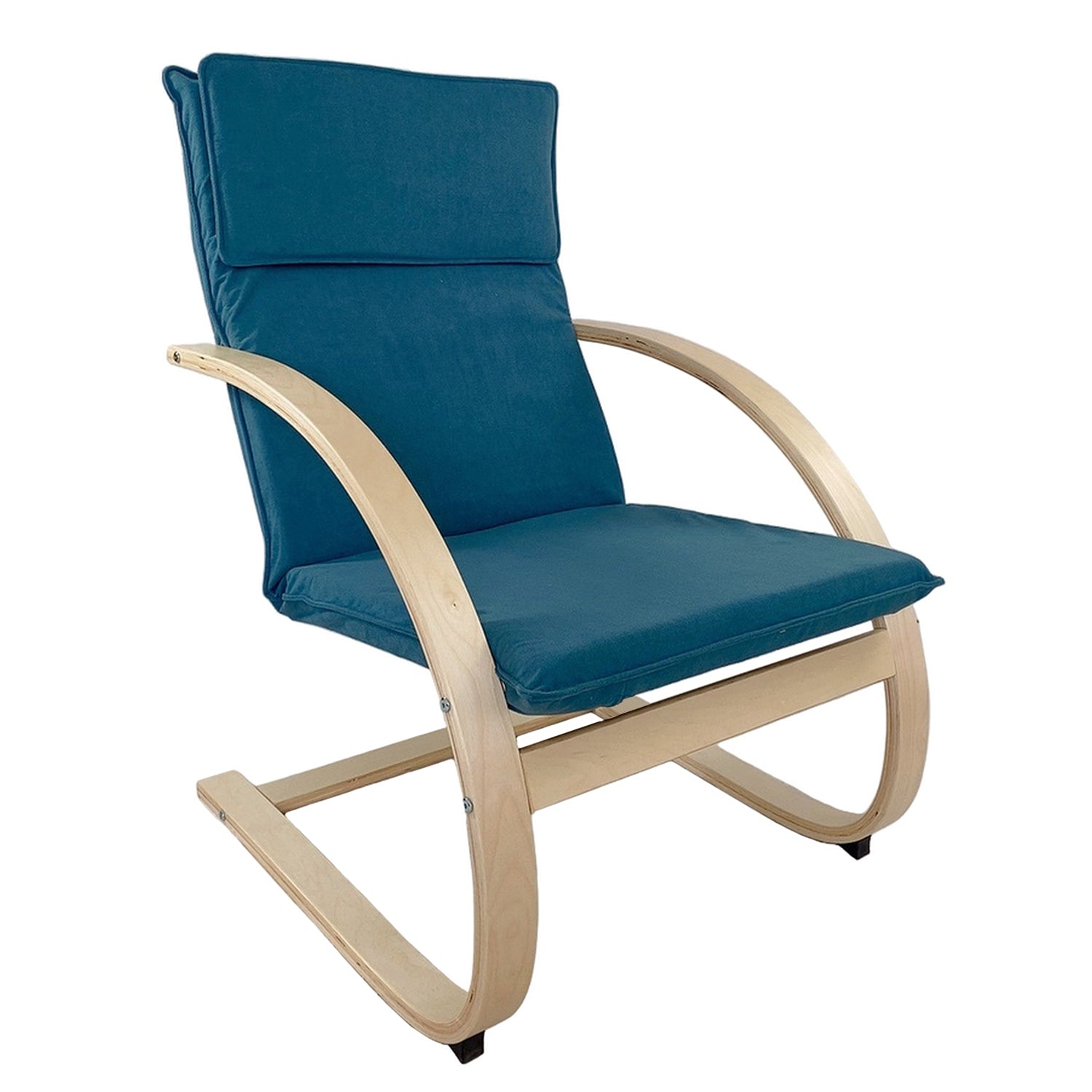 Πολυθρόνα ArteLibre VESNA Μπλε/Φυσικό Ύφασμα/Ξύλο 67x78x92cm - Hippiehome.gr