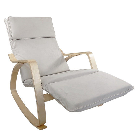 Πολυθρόνα Κουνιστή ArteLibre LUNDRA Μπεζ/Φυσικό Ύφασμα/Ξύλο 67x127x91cm - Hippiehome.gr